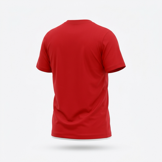A red short-sleeve crewneck t-shirt shown from the back, floating against a light gray background with a soft drop shadow. Kids T-Shirt Croatia by Umbro