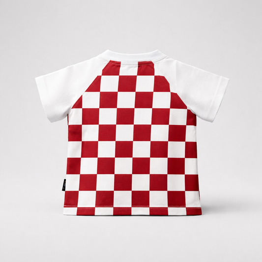 Kids T-shirt Croatia Red and white checkered t-shirt on a light gray background