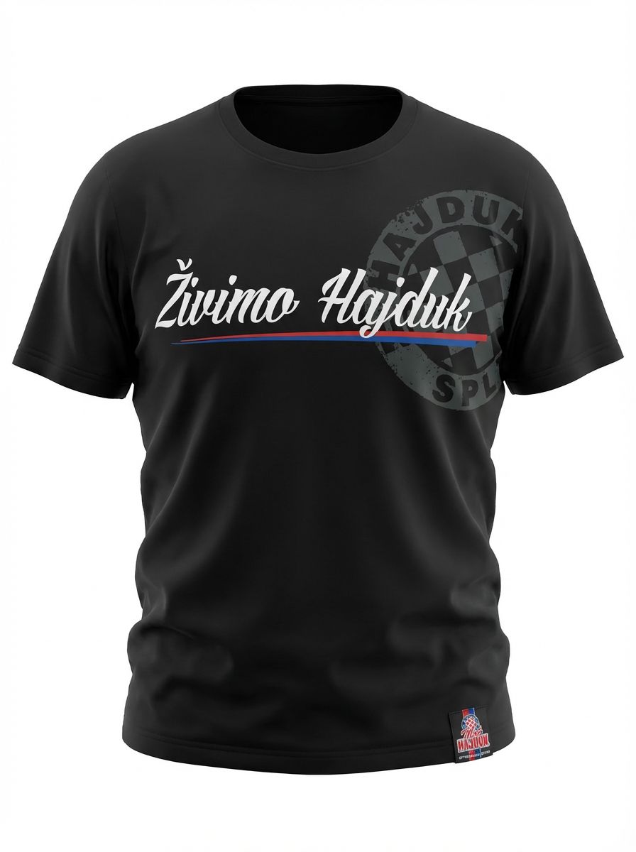 Kids T-shirt Živimo Hajduk Black t-shirt with 'Zivimo Hajduk' text and logo on a white background