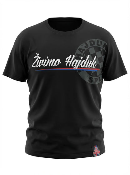 Kids T-shirt Živimo Hajduk Black t-shirt with 'Zivimo Hajduk' text and logo on a white background