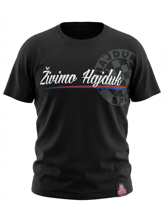 Kids T-shirt Živimo Hajduk Black t-shirt with 'Zivimo Hajduk' text and logo on a white background
