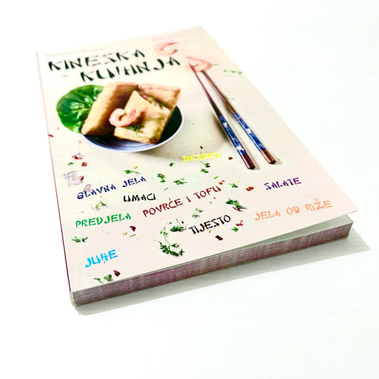 Kineska kuhinja (Chinese Cooking Guide – Croatian Language) Cookbook titled 'Mineska kuhanja' with images of food and text on a white background