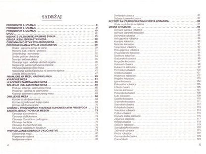 Kolinje i Mesni Specijaliteti Table of contents or index page with text in a foreign language on a white background