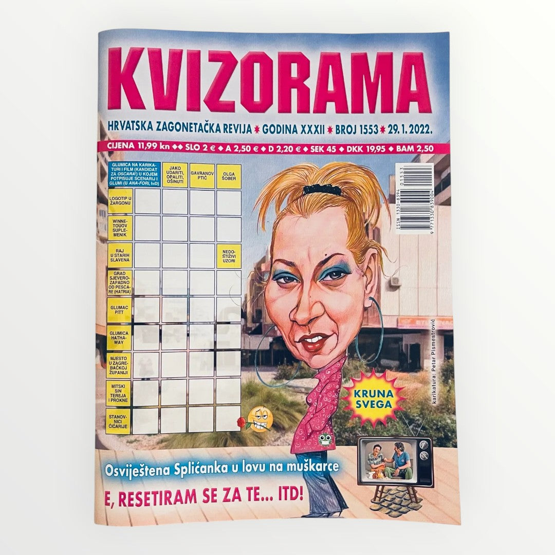 Magazine cover with a caricatured face and text in a foreign language