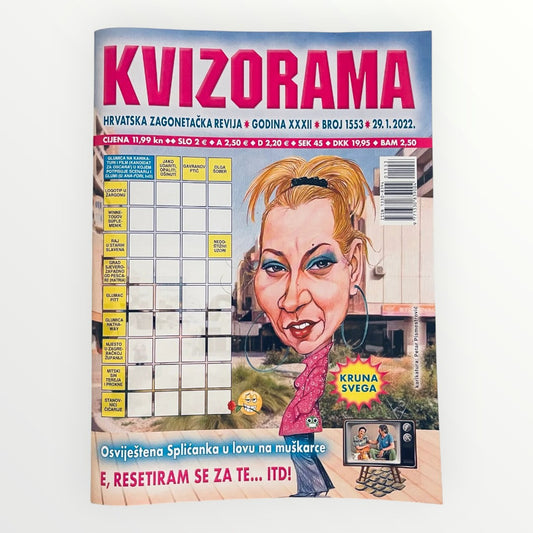 Magazine cover with a caricatured face and text in a foreign language