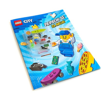 LEGO City – Pripremi Se Za Akciju LEGO City activity book with character and items on a blue background