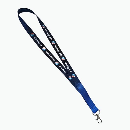 Lanyard Dinamo Blue lanyard with branding on a white background