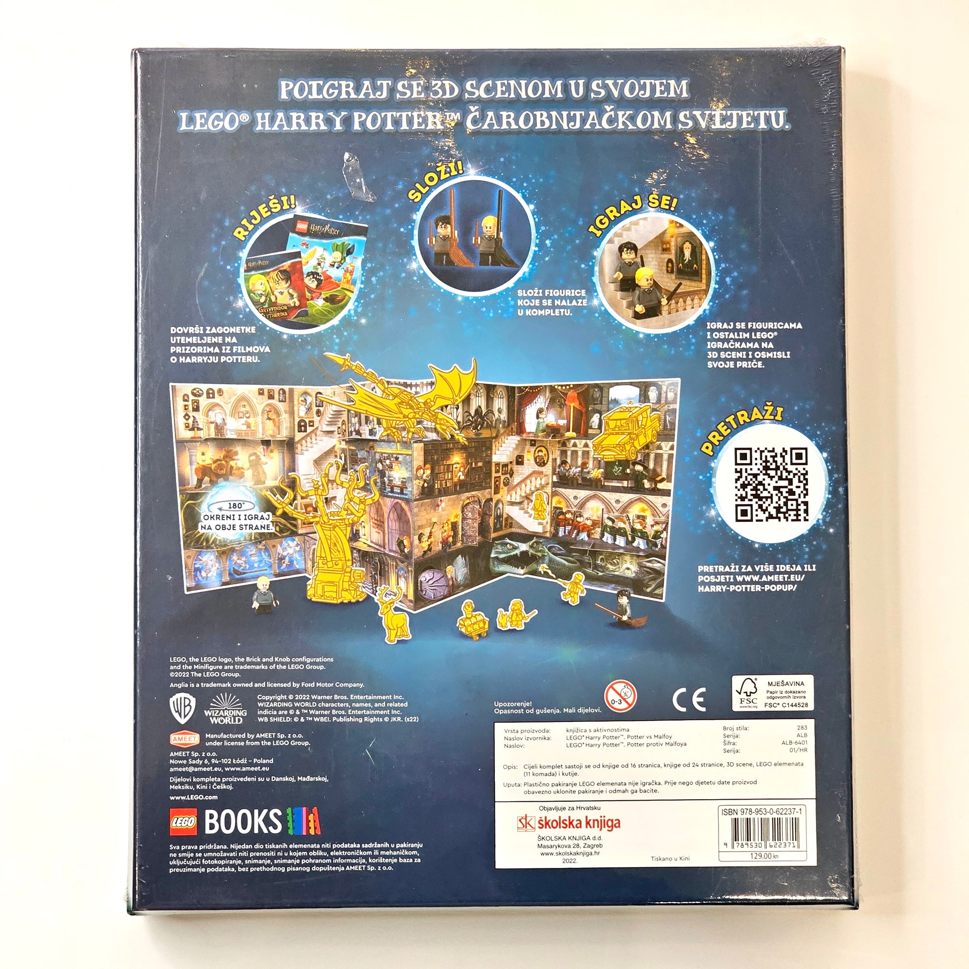 Lego Harry Potter- Potter Protiv Malfoyja Back of a LEGO Harry Potter toy set packaging with images and text.