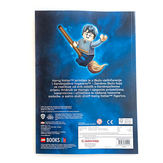 Lego Harry Potter - Povratak u Hogwarts Back cover of a book with a LEGO Harry Potter figure on a blue background
