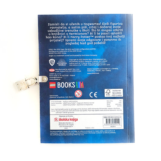 Lego Harry Potter - Spomenar iz Hogwartsa Back cover of a LEGO book with branding and text on a white background