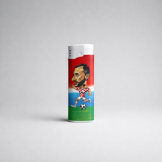 Lighter Croatia HNS Player Lighter with a colorful design featuring a soccer player on a gray background