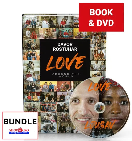Love Around the World – Book + DVD (English) Book and DVD bundle titled 'Love Around the World' by Davor Rostuhar with collage of people on cover.
