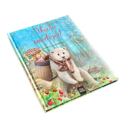 Maša i Medvjed Children's book with a bear and child illustration on a white background