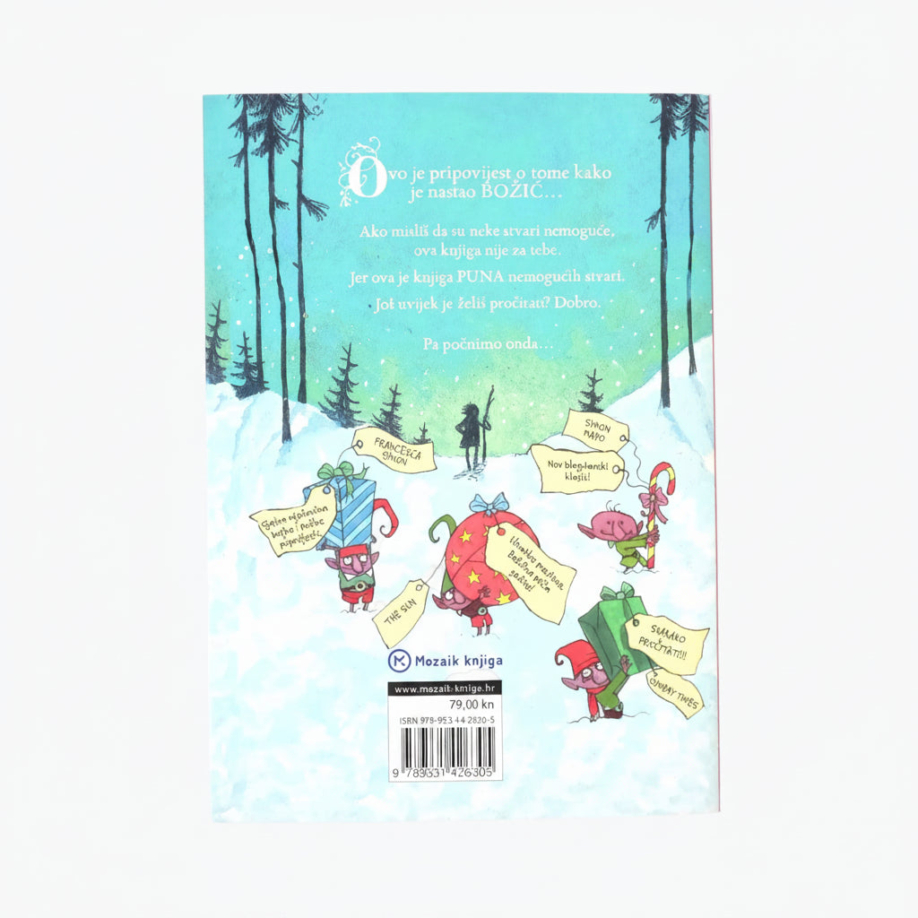 Matt Haig – Dječak Zvan Božić (A Boy Called Christmas) Book cover with cartoon characters and a snowy landscape