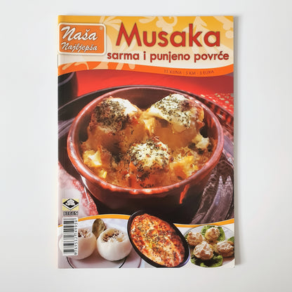 Naša Najljepša - Musaka Sarma i Punjeno Povrće Packaging of Musaka with images of the dish on a white background