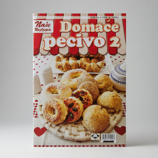 Naše Najljepše – Domaće Pecivo 2 Magazine cover featuring baked goods with a red and white checkered border and text.