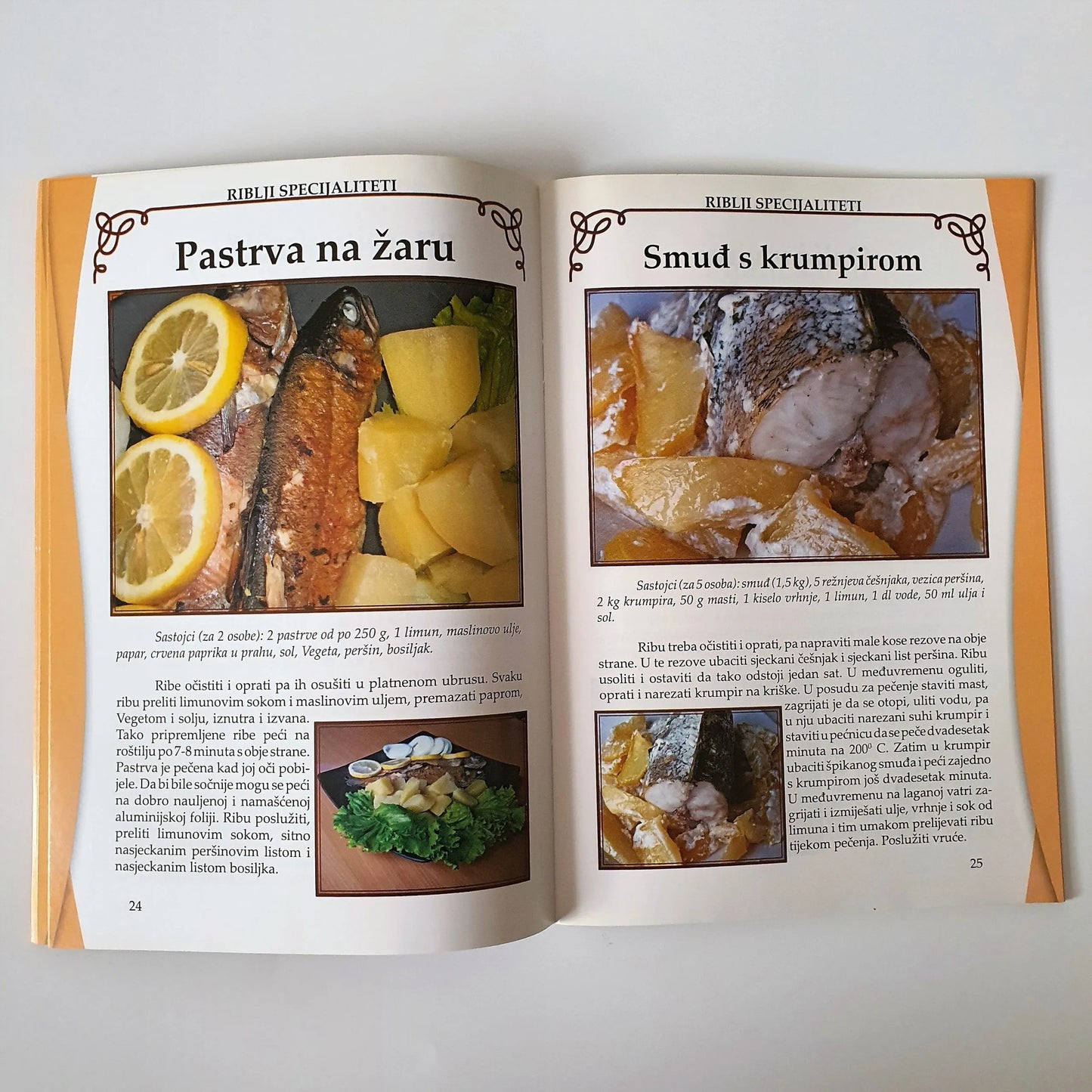 Naši Najljepši - Domaći Specijaliteti Open cookbook showing images of fish dishes with text on a white background