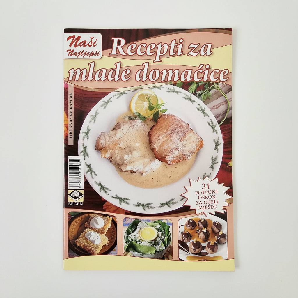 Naši Najljepši – Recepti za Mlade Domaćice Cookbook cover with food images and text in a foreign language