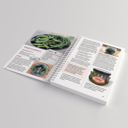 Najbolja Zimnica Od Povrća Open cookbook showing a page with green beans and text on a gray background