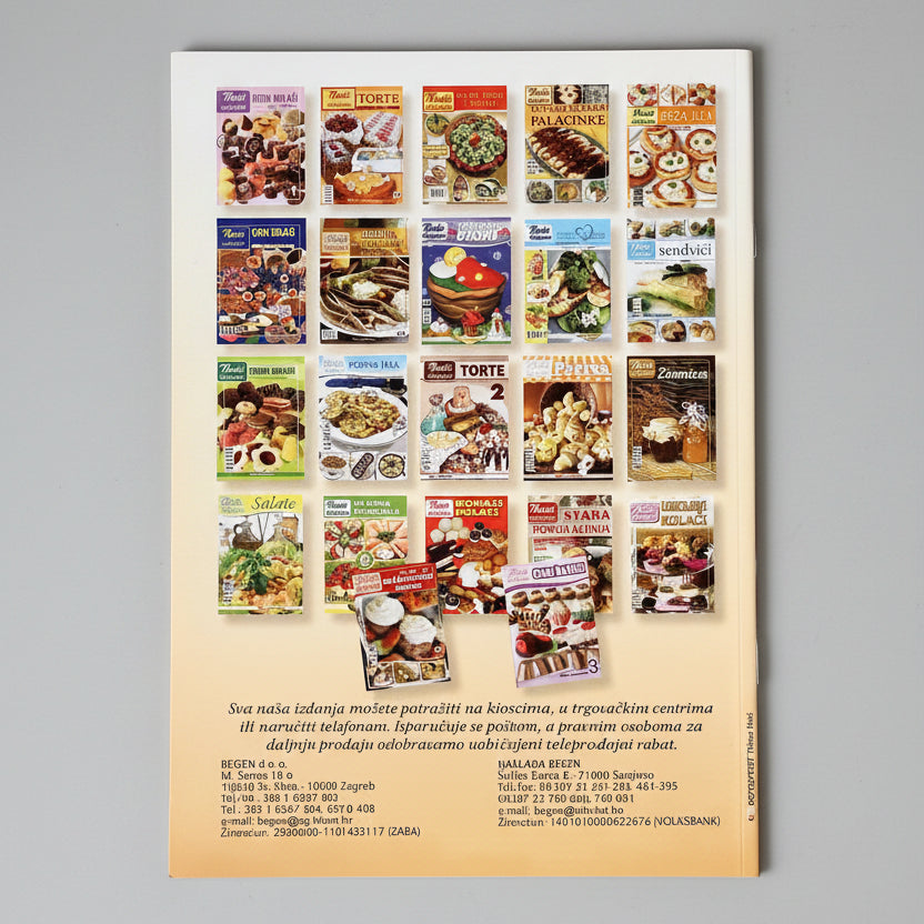 Naši Najljepši – Riblji Specijaliteti Vintage-style advertisement poster with images of food products on a yellow background