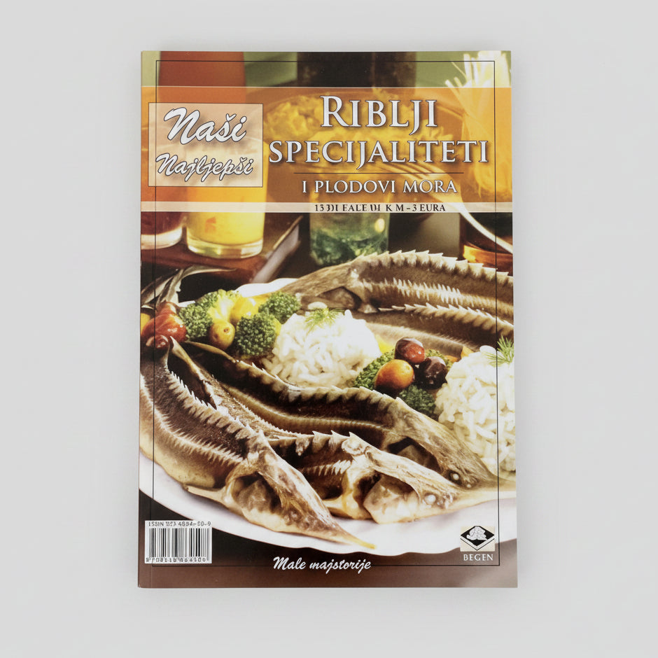 Naši Najljepši – Riblji Specijaliteti Book cover of 'Ribalji Specijaliteti' with a fish dish on a white background