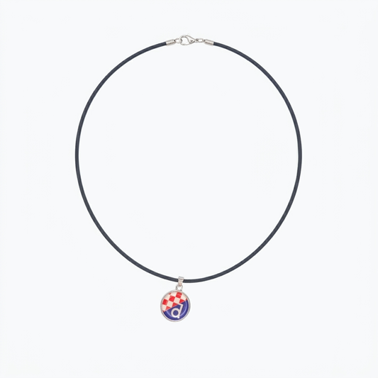 Necklace Logo Dinamo Black necklace with a colorful pendant on a white background