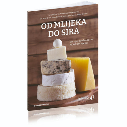Od Mlijeka Do Sira Book cover with cheese stack and text on a wooden background