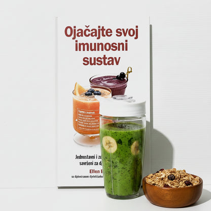 Ojačajte svoj imunusni sustav – Smoothie Recepti (Croatian Health Book) Book cover with smoothie illustration and text on a white background