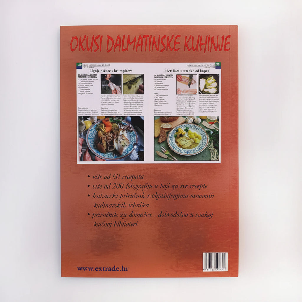 Okusi Dalmatinske Kuhinje Book cover of 'Okusi Dalmatinske Kuhinje' with text and images on a white background shop n cro