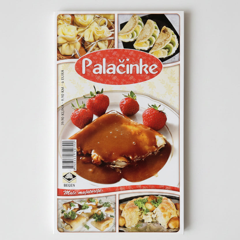 Palačinke – Pancakes (Croatian Pancake Cookbook) Book titled 'Palácinke' with images of food on a white background