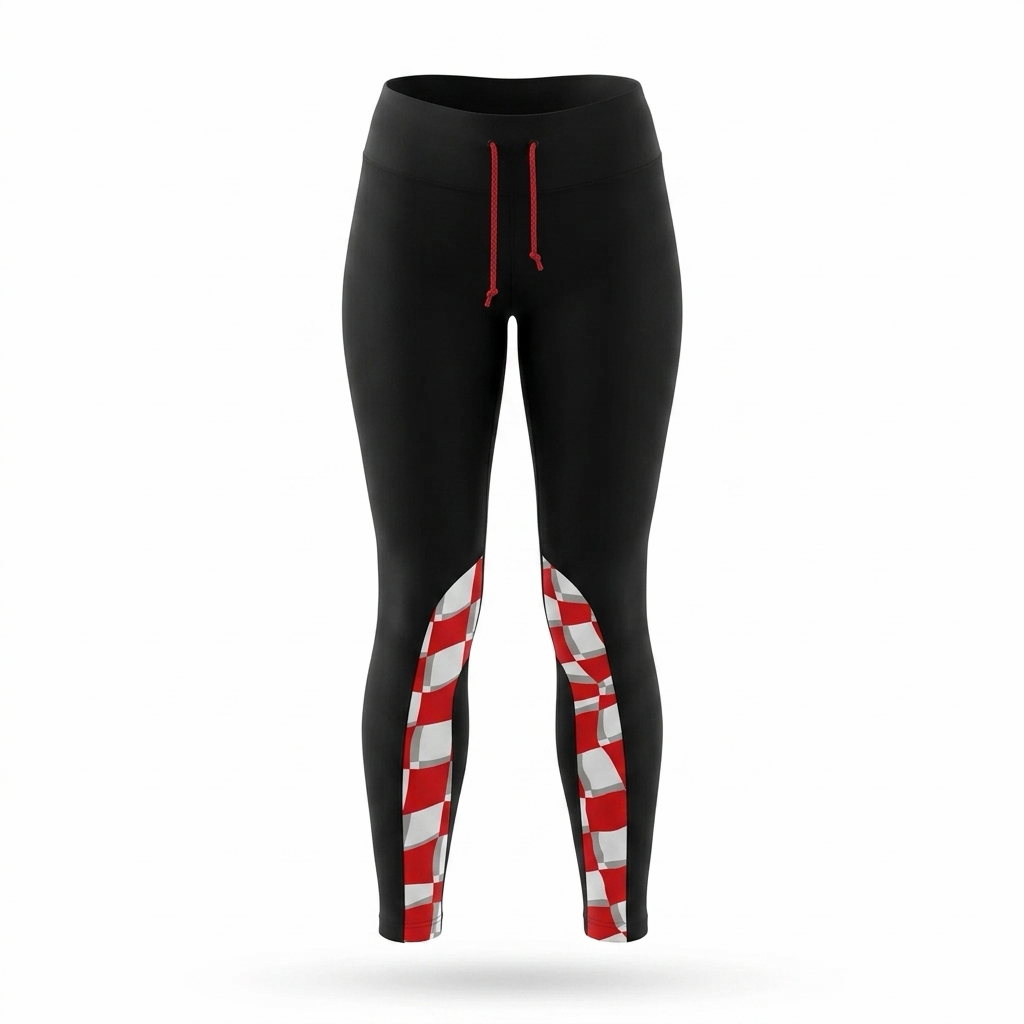 Pants / Leggings Croatia Black leggings with red and white pattern on a white background