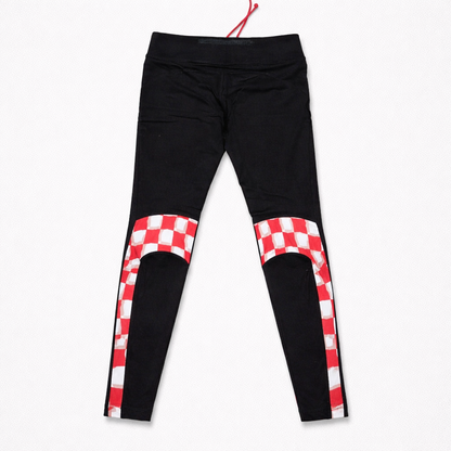 Pants / Leggings Croatia Black leggings with red and white checkered patterns on a white background