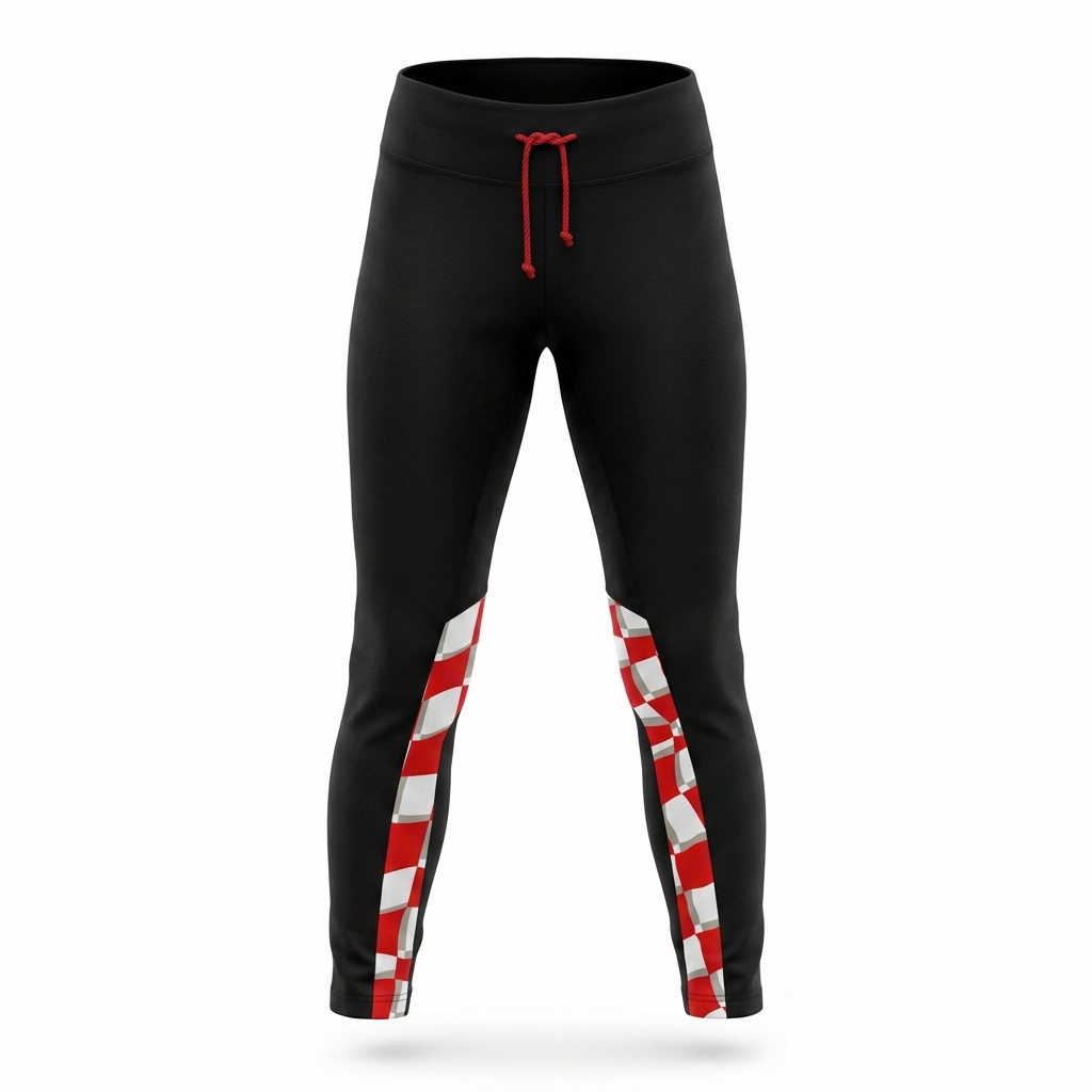 Pants / Leggings Croatia Black leggings with red and white pattern on a white background