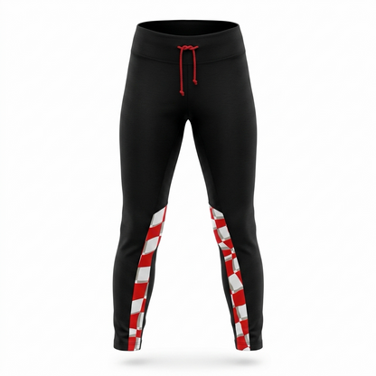 Pants / Leggings Croatia Black leggings with red and white pattern on a white background