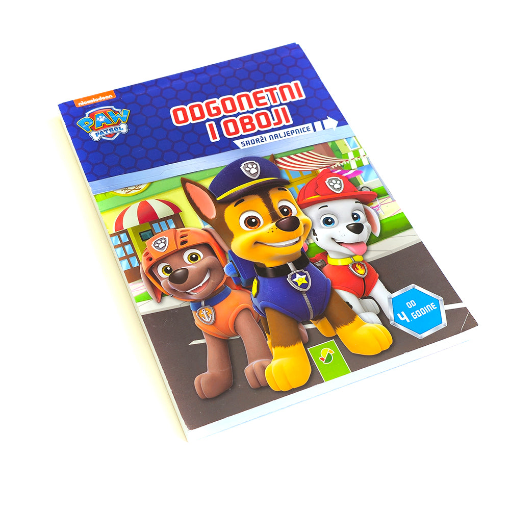 Paw Patrol - Odgonetni i Oboji Children's book with Paw Patrol characters on a white background