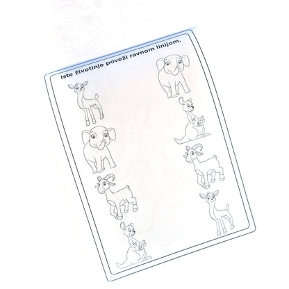 Paw Patrol - Odgonetni i Oboji Sheet of paper with line drawings of animals to connect with straight lines.