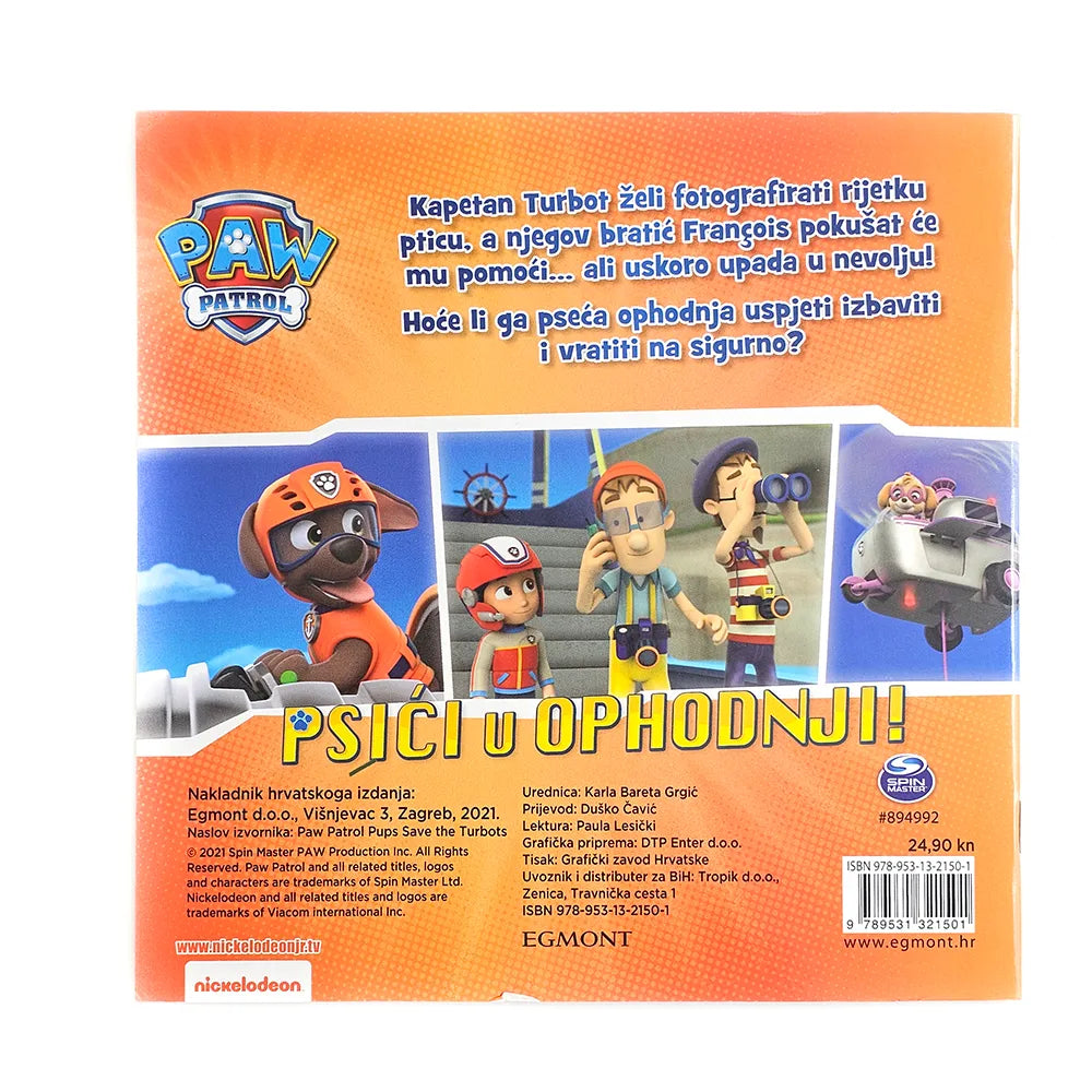 Paw patrol – Spašavanje Na Moru Back cover of a Paw Patrol toy packaging with characters and text in Croatian.