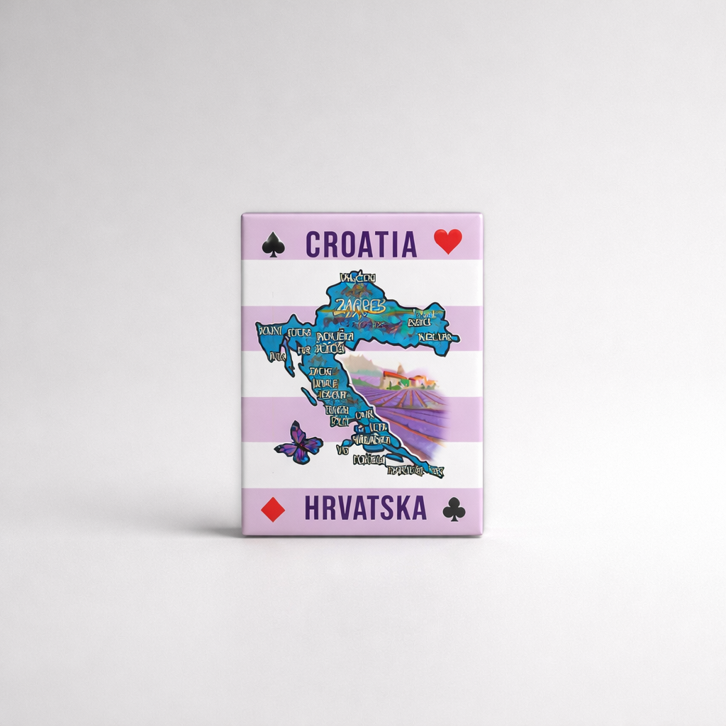 Playing Cards Croatia 2 with a map of Croatia on a white background