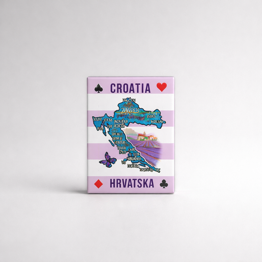 Playing Cards Croatia 2 with a map of Croatia on a white background