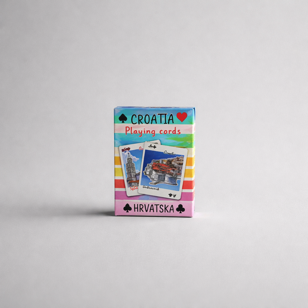 Playing Cards Croatia 3 Playing card set with Croatia-themed design on a gray background