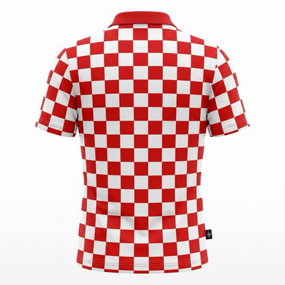 Polo Shirt Croatia Red and white checkered shirt on a white background