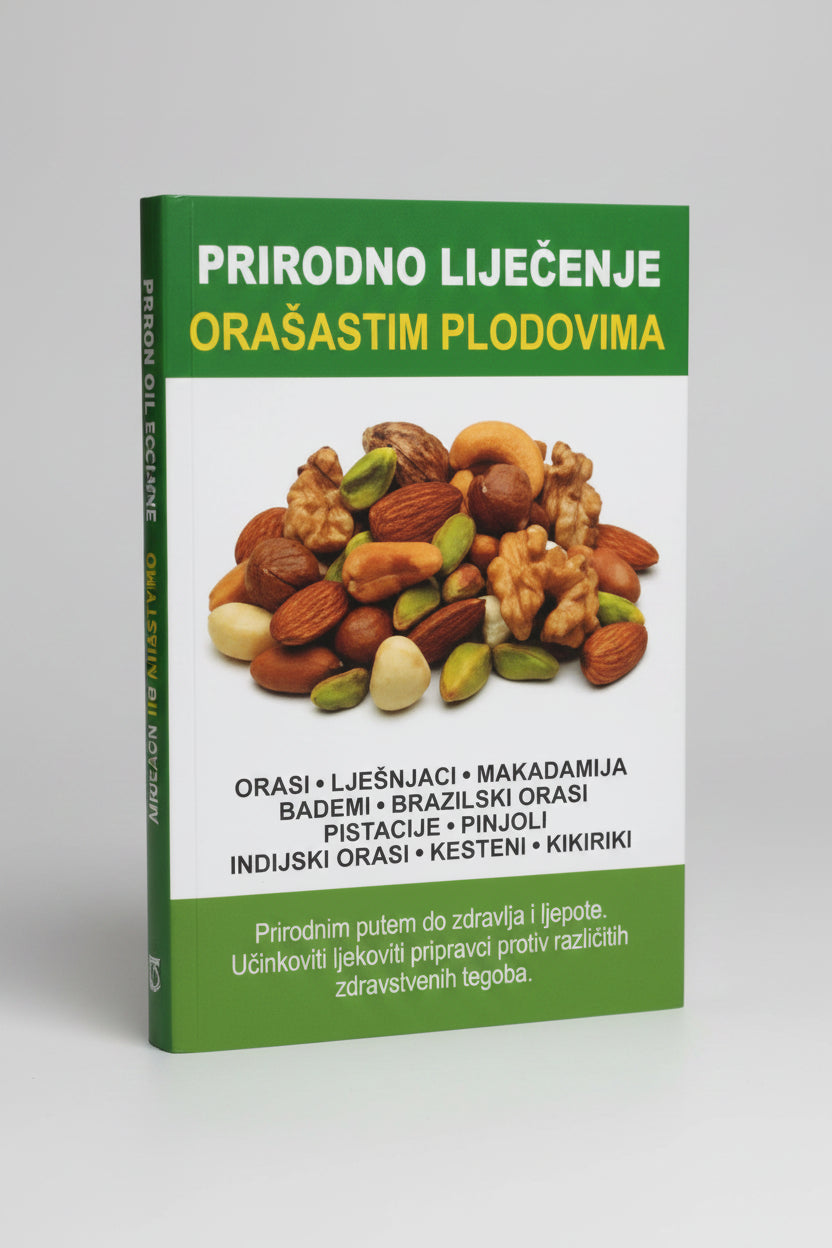 Prirodno Liječenje – Orašastim Plodovima (Natural Healing - Nuts) Book cover with nuts and seeds and text in a foreign language snc shopncro