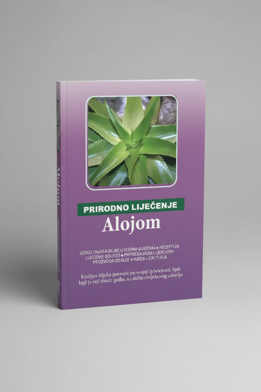 Prirodno liječenje – Alojom (Natural Healing with Aloe) Book cover with aloe vera image and text in a foreign language