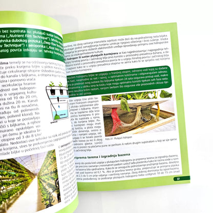Proizvodnja Lisnatog Povrća : Kako Do Vrhunskog Povrća Open book with green pages displaying text and images on a white background