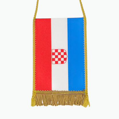 Prvo Bijelo Polje Small Car Flag. Handbag with a design resembling the Croatian flag on a white background