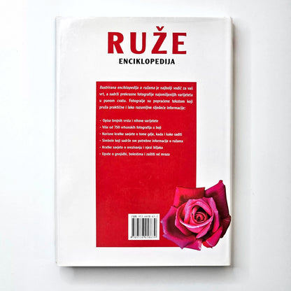 Ruže – Enciklopedija | Croatian Rose Encyclopedia Book cover of 'RUžE Enciklopedija' with a red rose on a white background