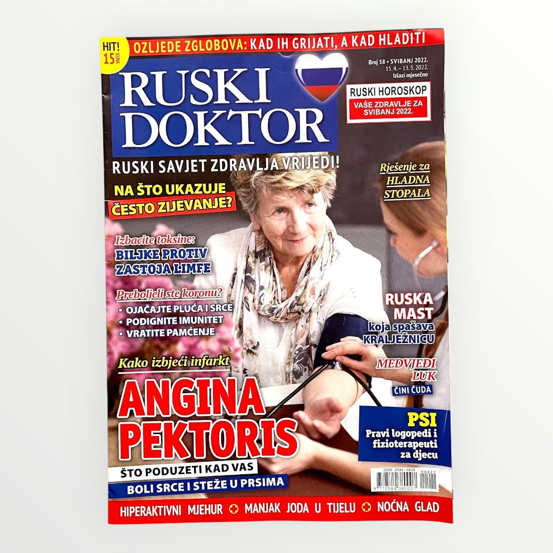 Ruski Doktor Magazine Croatian Magazine cover of 'Ruski Doktor' with an elderly woman and text in Croatian.