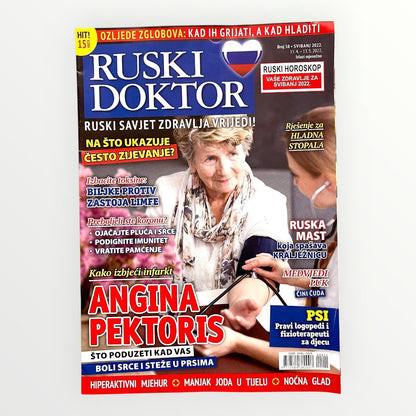 Ruski Doktor Magazine Croatian Magazine cover of 'Ruski Doktor' with an elderly woman and text in Croatian.