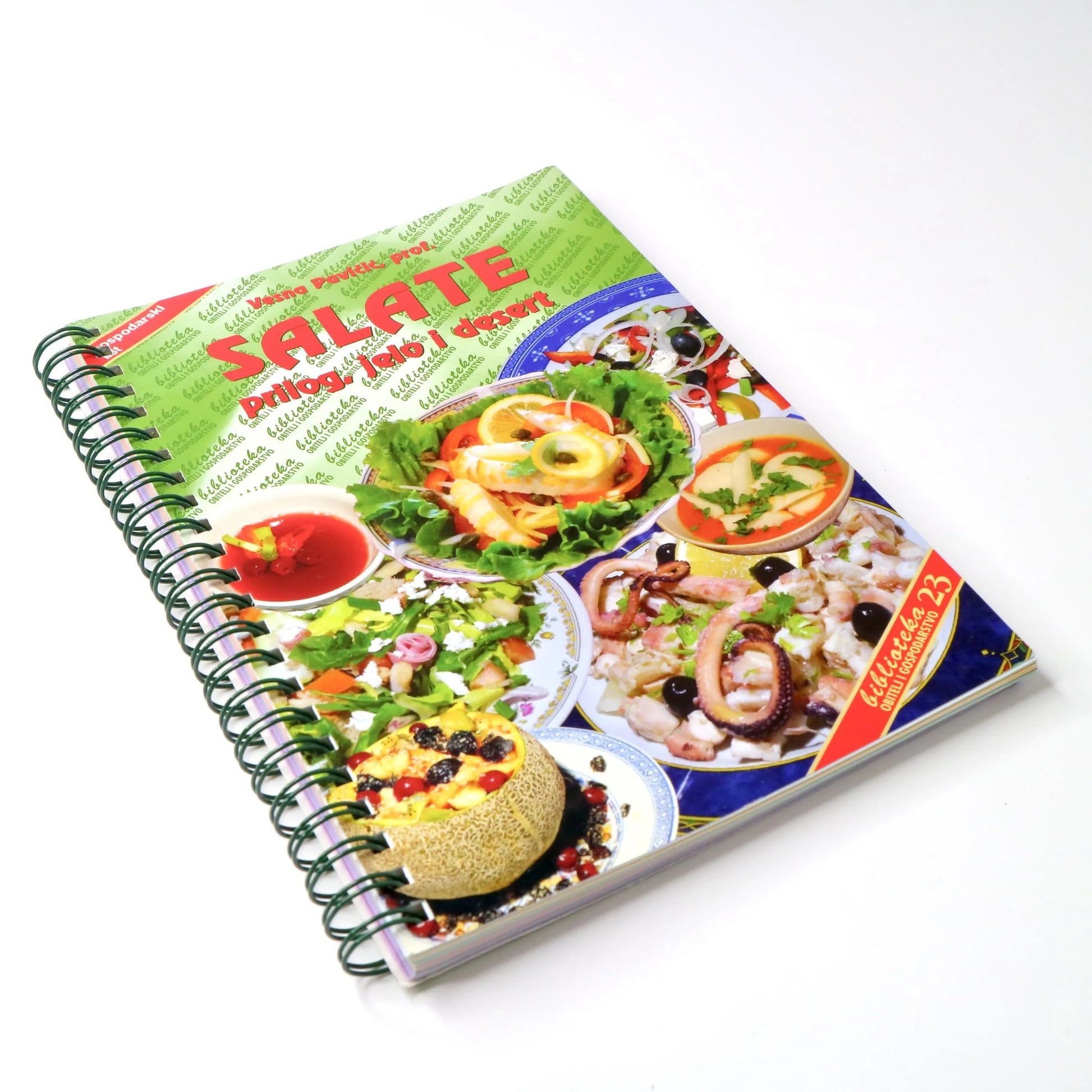 Salate - Prilog, Jela i Desert Cookbook titled 'Salate' with images of salads on a white background