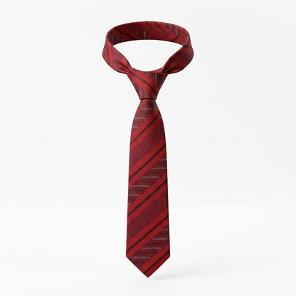 Silk Tie Croatia – Glagoljica by Croata (Kravata) Red striped tie on a white background